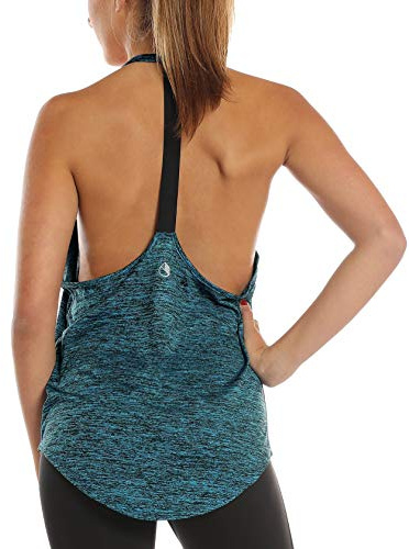 icyzone Workout Tank Tops for Women - Gym Yoga Shirts, T-Back Sport Running Tank Top (XL, Royal Blue)