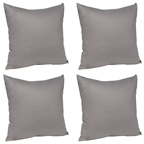 WOLTU® 4X Kissenbezug Kissenhülle Baumwolle mit Reissverschluss, 4er Set Sofakissen Dekokissen Kopfkissen Hülle Bezüge Bezug, 50x50 cm, Dunkel Grau