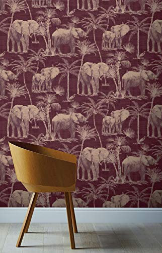 Arthouse Elephant Grove Pal Trees Bird Exotic Bird Motif Flat Surface Jungle Wallpaper 610702