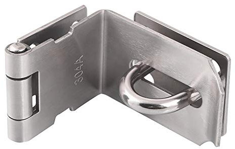 HOWDIA 4 Inch Door Hasp Latch 90 Degree, Stainless Steel Safety Right Angle Padlock Hasp Locking Latch Security Door Clasp Hasp Lock Latch for Push/Sliding/Barn Door, 2mm Thick, Brushed Silver
