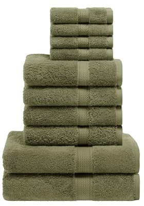 Superior 10-teiliges Handtuch-Set aus ägyptischer Baumwolle, enthält 2 Badetücher, 4 Handtücher, 4 Gesichtstücher/Waschlappen, ultraweiche Luxus-Handtücher, Dicke Plüsch-Essentials, Gästebad, Spa,