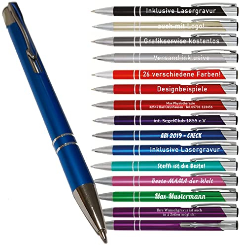 Your Gravur - Kugelschreiber mit Gravur | Cosmo - personalisierter Stift - Werbekugelschreiber mit Wunschtext & Logo - 1-2 Tage Lieferzeit - Anzahl: 10