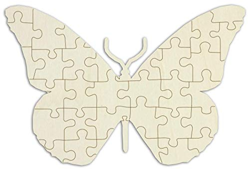 Holzpuzzle „Schmetterling“ zum selbst gestalten und bemalen - 35 Teile, 59 x 39 cm - personalisierbares Puzzle aus Holz in Form eines Schmetterlings