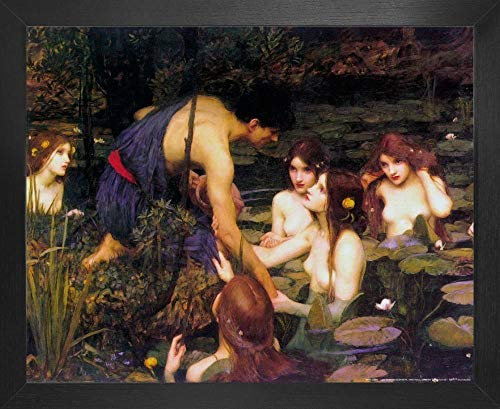 1art1 John William Waterhouse Poster Kunstdruck Bild und MDF-Rahmen - Hylas Und Die Nymphen, 1896 (50 x 40cm)