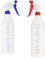 com-four® 2x botella rociadora - rociador de bomba de 360 ??grados resistente a productos químicos - Rosca 28/400 para ácidos diluidos, aceites minerales y grasas (blanco/azul + blanco/rojo)
