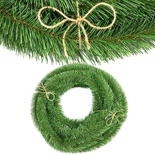 FKL DESIGN Home Deco Weihnachtsgirlande Tannengirlande Weihnachtsdekoration Grün Weihnachtsdeko Indoor Outdoor Dekogirlande 20 Meter - weihnachtsdeko innen aussen, amerikanisch, Girlande Weihnachten