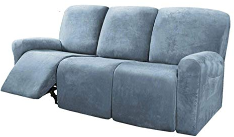 Honeyhouse Dicke Samt Sofabezüge 3-Sitzer,Super Stretch rutschfeste Couchbezug 8-Teiliges Set, Elastische Möbel Protector Plüsch Sofa Schonbezüge mit Armlehne