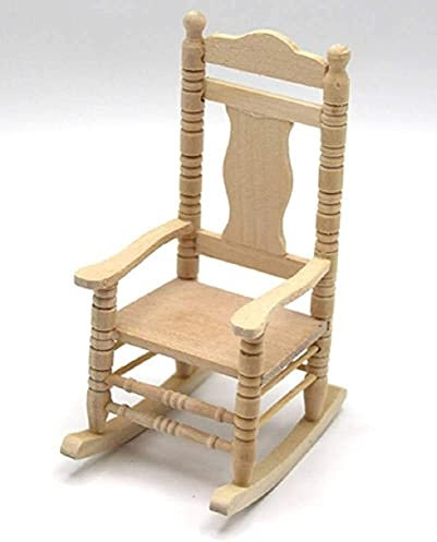 Melody Jane Puppenhaus Unbehandeltes Holz Schaukelstuhl Unvollendet Schaukelstuhl Miniatur Möbel 1:12