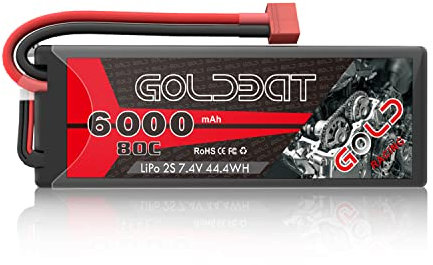 GOLDBAT RC Batterie 6000 mAh 7,4 V 2S 80C LiPo Akku mit Deans Stecker für RC Auto Boot Truck Buggy Truggy (1 Pack)