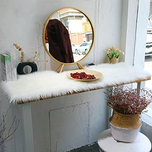 Faux Lammfell Schaffell Teppich Weiß, Kunstfell Lammfell-Teppich Dekofell für Wohn und Schlafzimmer, Yoga-Teppich für Wohnzimmer Schlafzimmer Sofa Boden (30x120 cm)