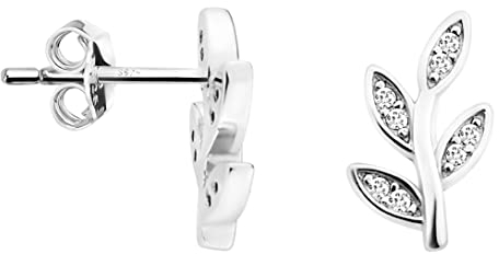 SOFIA MILANI - Damen Ohrringe 925 Silber - mit Zirkonia Steinen - Blatt Ohrstecker - E1161