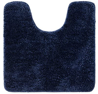 MIULEE Badematte WC Vorleger Badteppich Fußmatte Flur 1 Stück U Förmige Deko Matte Badteppiche Dekoration rutschfest Saugfähig für Wohnzimmer Badezimmer Toilett WC 45x45 cm Dunkelblau