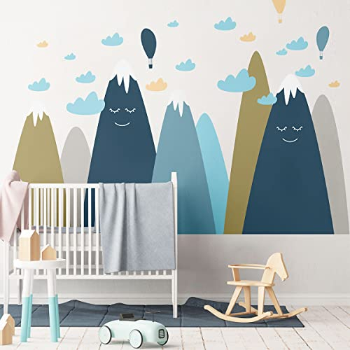 Devika Wandaufkleber für Kinder, Motiv: Skandinavische Berge, 40 x 60 cm