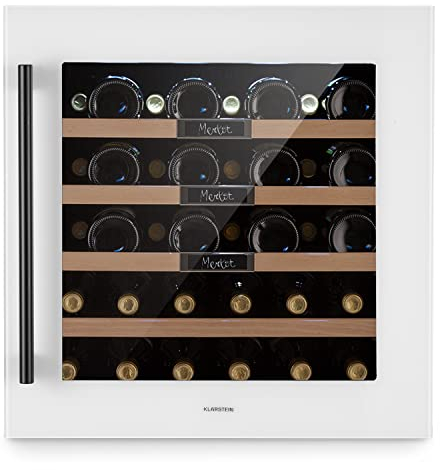 KLARSTEIN Vinoteca 36 Botellas, Nevera Vinos Una Zona Refrigeración, Nevera Expositora Vino, Prosecco, Cerveza, Vinoteca Interior/Exterior, Puerta Cristal, Vino Control Táctil 5-20°C, 92 l.