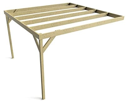 Wall-mounted wooden box pergola, complete DIY kit (3m x 4.2m Light green (natural) finish)