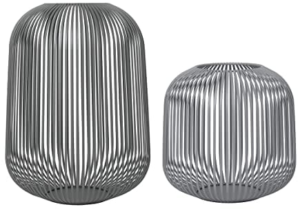 blomus Laterne Lito 2er Set | Steel Gray | Größe M und L | 28L x 28B x 27H cm | 33L x 33B x 45H cm | Kerzenhalter Grau | Windlicht aus Edelstahl | Laterne Deko | Indoor Windlicht