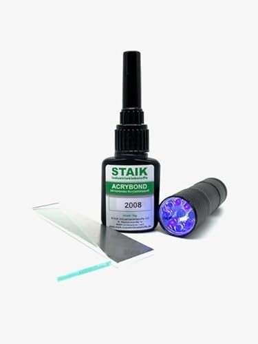 Acrybond UV-Kleber: Glaskleber für Zuverlässige Glas-Metall-Verbindungen | Mit Lampe | Made in Germany (2008 - Dickflüssig)