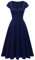Berylove Cocktailkleid Damen Elegant Midi Kleider Abendkleid Quadratischer Kragen A Linien Kleid Damen Festlich 8009 Navy L