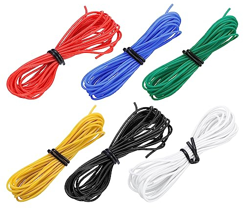 sourcing map 28 Gauge Silicone Wire 28AWG Electrical Wire Stranded Wire Flexible Tinned Copper Wire High Temp Hookup Wire 6 Color 3.0m/10ft for Car Model Electric Appliances 6pcs