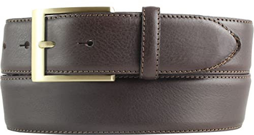 BELTINGER Hochwertiger Jeansgürtel aus Vollrindleder mit goldener Gürtelschließe 4,0 cm | Bombierter Ledergürtel Herren 40mm | Jeans-Gürtel made in Italy | Braun 105cm