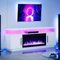 BELLEZE TV-Ständer für Kamin, 178 cm (70 Zoll) für Fernseher bis 190 cm (75 Zoll), Entertainment-Center mit LED-Licht, 91,4 cm (36 Zoll) elektrischer Kamin, Aufbewahrungsschrank mit USB-AC-Steckdose,