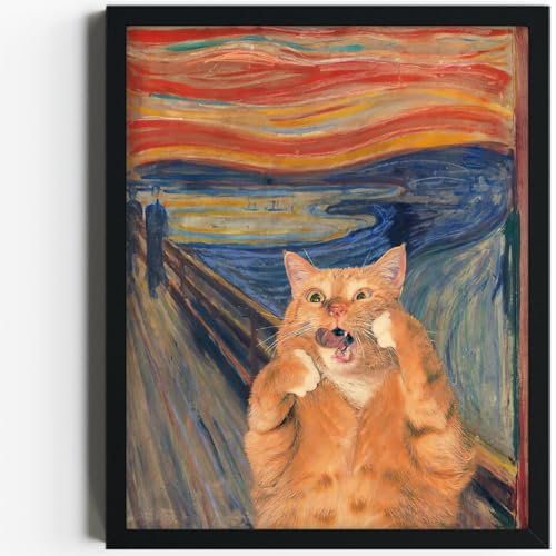 Merrleem Gerahmte Leinwand Wandkunst Die schreiende Katze, Poster, Bild, berühmtes Gemälde für Schlafzimmer, Wohnzimmer, Badezimmer, Dekor