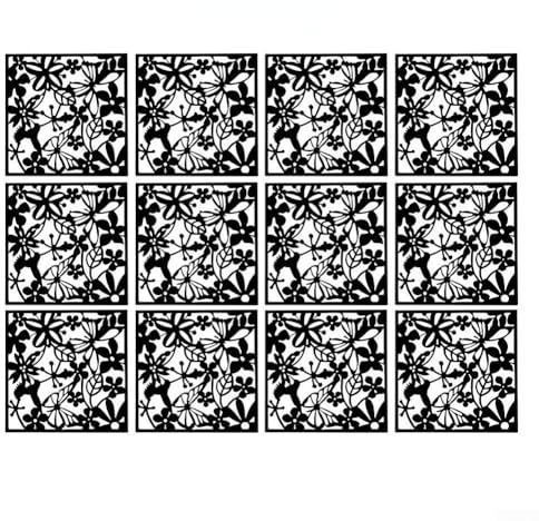 Raumteiler zum Aufhängen, 12 Stück, hohle Raumteiler, Massivplatte, Paravent (schwarzes Panel)