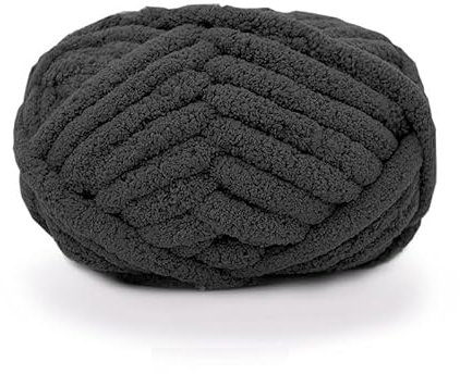 Dicke Wolle, Diameter 2cm Chunky Wool, Grob Gestrickte Kuscheldecke, Roving Garn Zum Handstricken Häkeln, Grobstrick Weiches Wollgarn Haustier Bett Sofa (Schwarz)