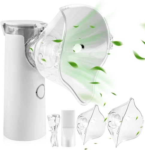Vegena Inhalationsgerät, Inhalator Vernebler, Inhaliergeräte Tragbarer Geräuscharmes Mit Mundstück Und Masken Mesh Nebulizer Einstellbarer Sprühnebel USB Wiederaufladbar Für Erwachsene Kinder