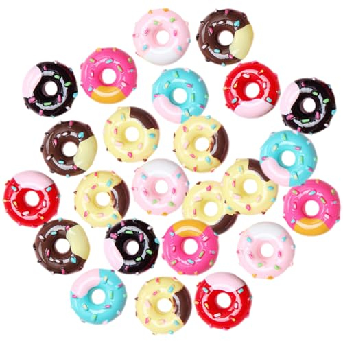 VILLFUL 30stücke Harz Donut Verzierungen Bunte Donut Charms Für Handyhüllen Haarschmuck Und Bastelarbeiten Kreative Dekoration Für Projekte Mit Familie Und Freunden