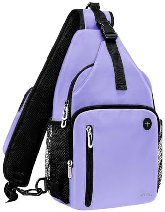 MOSISO Zaino Monospalla a Tracolla per Uomo Donna, Zaino Viaggio e Escursionismo, Borsa Petto con Tasca Quadrata Anteriore e Porta Ricarica USB, Lilla