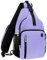 MOSISO Sling Rucksack Tasche, Mehrzweck Umhängetasche Reise Wander Tagesrucksack Brusttasche mit Quadratischer Fronttasche & USB Ladeanschluss, Flieder
