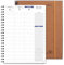 POPRUN Wochenplaner 2025, Spiralbindung mit Monats-Registern, 21,6 x 27,9 cm, Viertelstunden-Terminkalender mit PU-Leder-Softcover, Doppeltaschen, Geschenkbox, Sonntagsbeginn - Braun