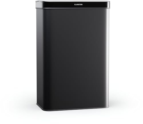 KLARSTEIN Touchless Sensor Kitchen Bin - 60L Capacity, Motion Sensor, Soft-Close Lid, Stainless Steel, Matt Black, LED Control Panel