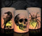 12 Windlicht Tischdeko Halloween Dekoration, Halloween Deko Innen Outdoor Garten Gruselig, Horror Deko mit Totenkopf Krähe Spinne, Halloween Deko Kinder Geburtstag Party Set, für Teelichter/Kerzen