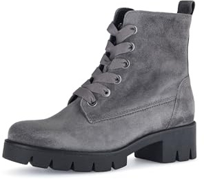 Gabor Damen Combat Boots, Frauen Stiefeletten,gefüttert,Stiefel,Bootee,Booties,halbstiefel,Kurzstiefel,Graphit (schwarz),39 EU / 6 UK