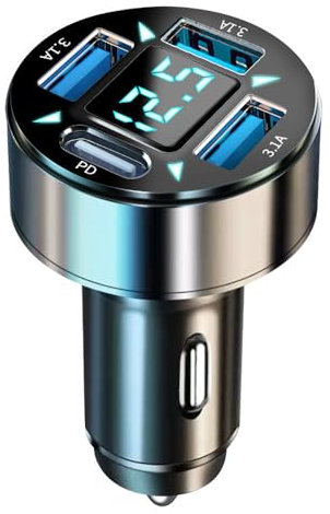Car Phone Charger for Jaguar XF,Automobile Cigarette Lighter USB Chargers,Adapter Splitter Multi Socket,Outlet Voltmeter Fast Charging Retractable Accessories,3 USB+1 PD