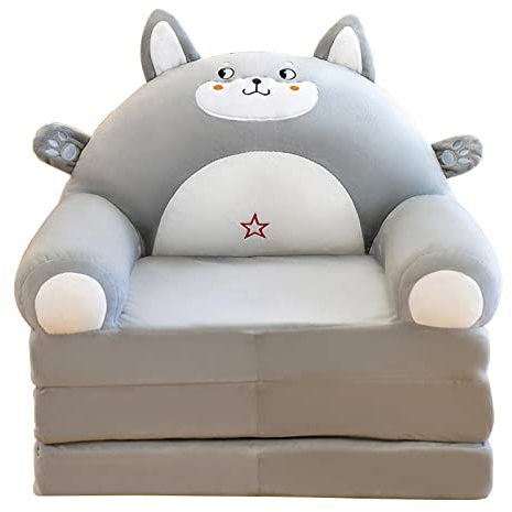 Plüsch Faltbares Kindersofa Rückenlehne Sessel Ohne Liner 2in1 Niedliche Cartoon Klappcouch Kindersessel Sofa Aufklappbares Bequeme Weiche Schlafsofa (AD, Einheitsgröße)
