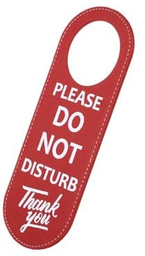 Do Not Disturb PU Leather Double Sided Door Knob Privacy Sign for Office, Home, Hotel, Meeting - Red