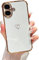 Riccase for iPhone 16 Case Girls Women Cute Love Heart Pattern Shockproof Plated Shiny Edges Protective Slim Fit Silicone Bumper Phone Case for iPhone 16, White