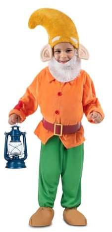 viving Kostüm Zwerg, Mütze, Bart, Kasack, Gürtel, Hose und Stiefelüberzieher Größe 3-4