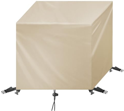 WXWYGNY Abdeckung Gartenmöbel Wasserdicht 60x50x75cm,420D Oxford Abdeckplane Gartenmöbel Winterfest,Anti-UV & Winddicht,Abdeckhaube für Möbelsets,Tische und Stühle,Beige