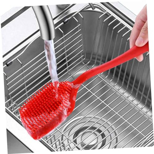 MOLUCKFU Cepillo De Silicona Multifuncional Mango Integrado Para Limpieza De Ollas Diseño Flexible y Duradero Para Utensilios De Cocina Rojo