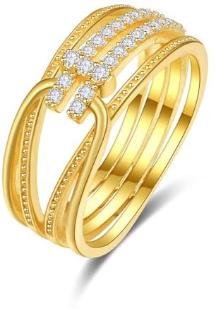 PRAYMOS Knoten gewebt geschichteten Daumen Ring zierlich Dot Mütter Geschenk für sie klobig Boho für Frauen Größe 8