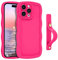 GUAGUA for iPhone 14 Pro Case with Wrist Strap, iPhone 14 Pro Wavy Phone Case, Cute Curly Wave Shape with Adjustable Wristband Kickstand Shockproof Anti Slip Phone Case iPhone 14 Pro 6.1'', Hot Pink