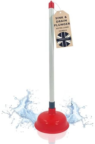 Chabrias Ltd Sink & Drain Plunger 140mm Extra Long Handle for Bathroom, Kitchen, Sink, Bath, Work Place, Toilet Unblocker, Plungers, Suction Cup, Cleaner for Durable