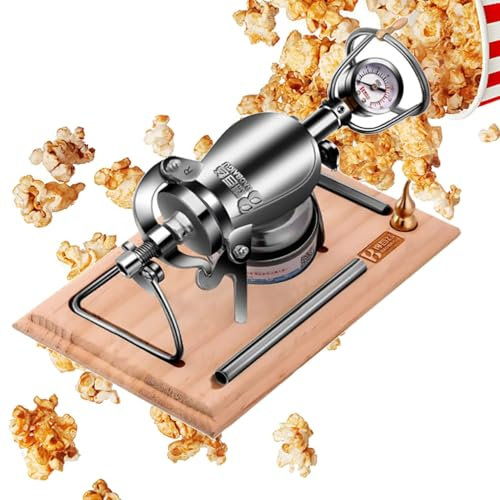 APMOE Chinesische Vintage Popcornmaschine, Mini-Vintage-Popcorn-Maschine Mit Manometer, Hochdruck-Popcornmaschine Aus Edelstahl 304 Für Partyspaß Bei Familientreffen