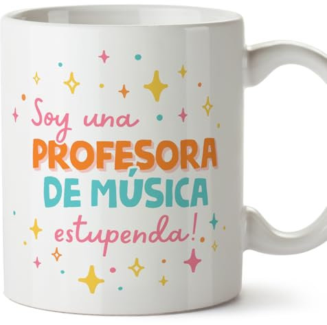 MUGFFINS Tazas para PROFESORA DE MÚSICA mujer - En Español - Soy estupendo! - 11 oz / 330 ml - Regalo original y divertido