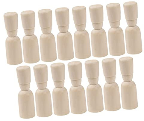 JEWEDECO 15pcs Unfinished Wooden Peg Dolls for DIY Painting Craft Your Own Dolls House Dolls for Doll Making and Creative Play