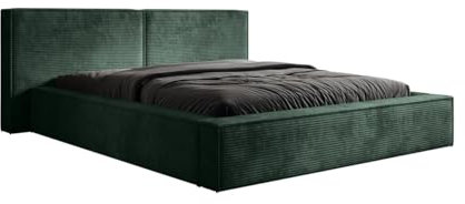 Luxusbetten24 Designer Polsterbett Ophelia in Cord 180x200 mit Stauraum | Bezug: Cord | Farbe: Grün